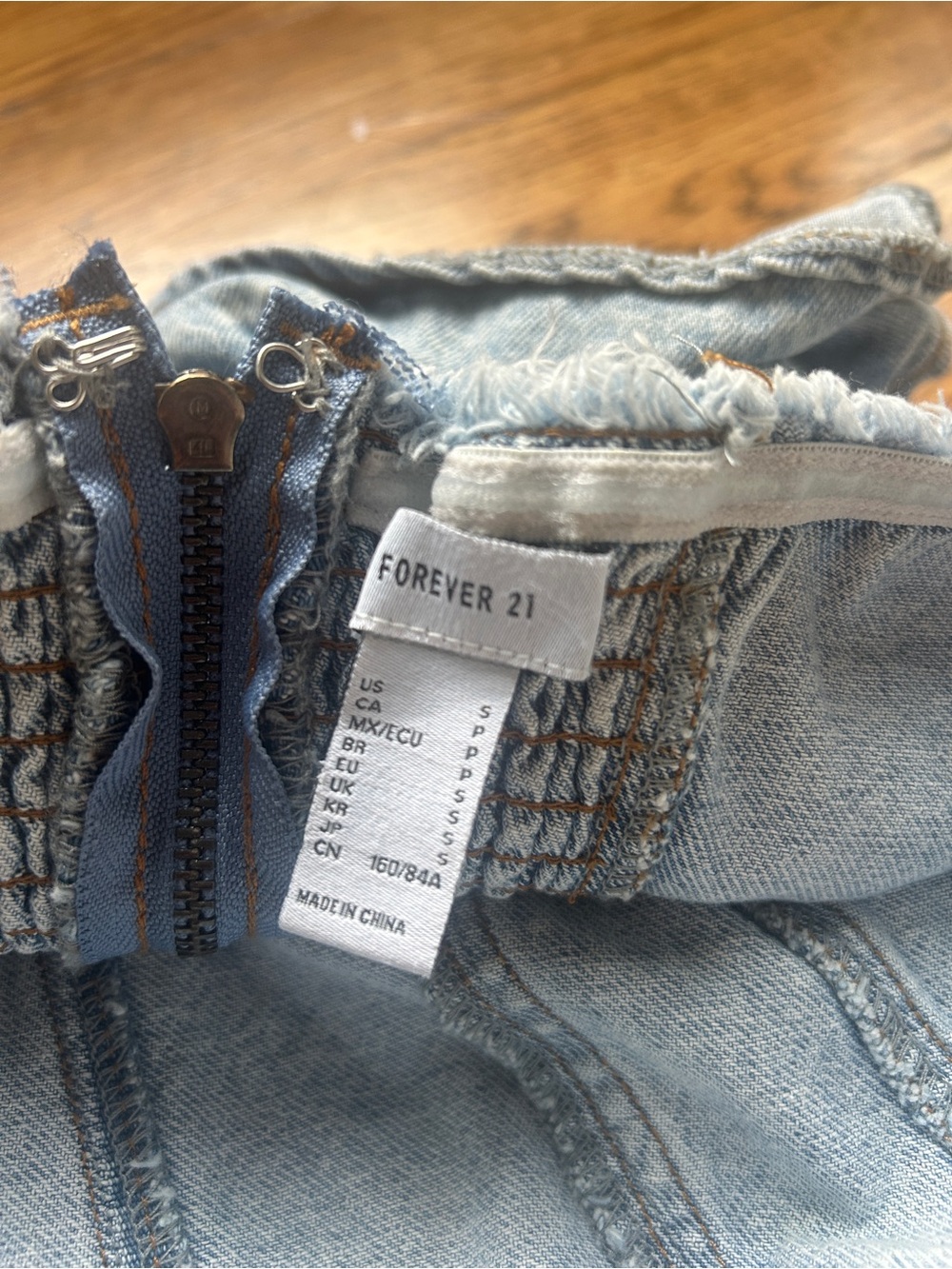 Forever 21 strapless ruffle denim mini dress S